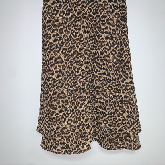 Anne Klein Dress Size 4 US Velour Leopard Print Y2K Vintage Strappy Black Tan - Picture 4 of 10